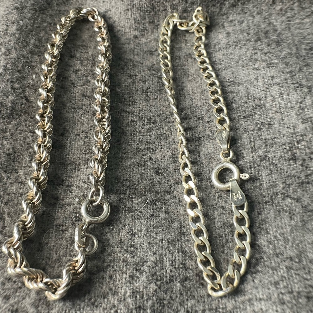 Two 7” Sterling Silver Bracelets